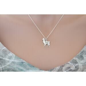 Sterling Silver Llama Charm Necklace, Silver Llama Necklace